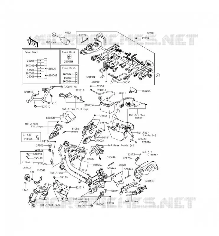 CHASSIS EQUIPMENT ELECTRIQUE Kawasaki MOTOS 650 2012 ER-6F ABS  EX650FCF