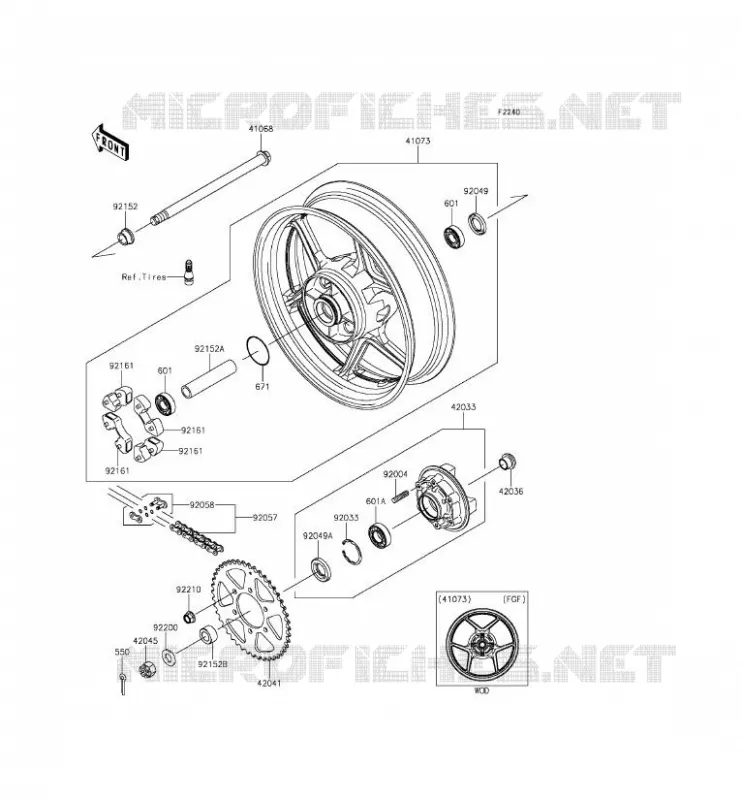MOYEU ARRIERE Kawasaki MOTOS 650 2012 ER-6F ABS  EX650FCF