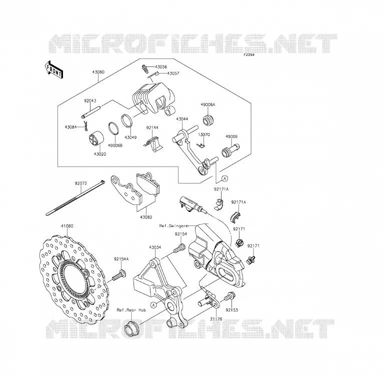 FREIN ARRIERE Kawasaki MOTOS 650 2014 ER-6F ABS  EX650FEF