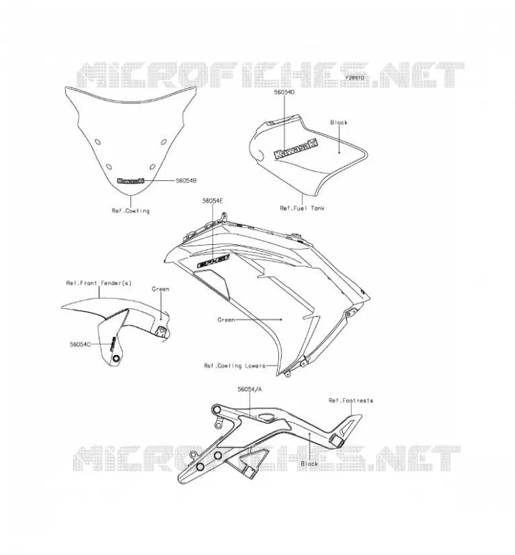 STICKER(GREEN) Kawasaki MOTOS 650 2015 ER-6F ABS  EX650FFF