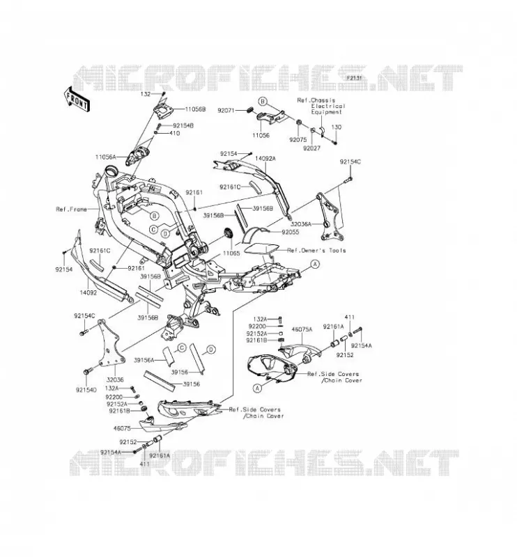 PIECE DE CADRE (COUVERTURE) Kawasaki MOTOS 650 2015 ER-6F ABS  EX650FFF