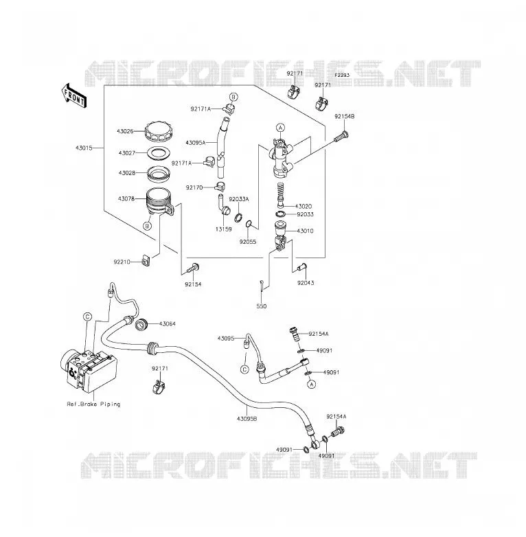 MAITRE CYLINDRE ARRI&Egrave;RE Kawasaki MOTOS 650 2015 ER-6F ABS  EX650FFF