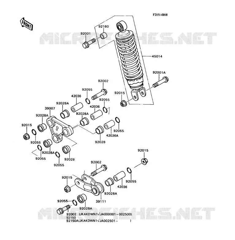 SUSPENSION/AMORTISSEUR Kawasaki MOTOS 80 1989 KD80X  KD80-N2