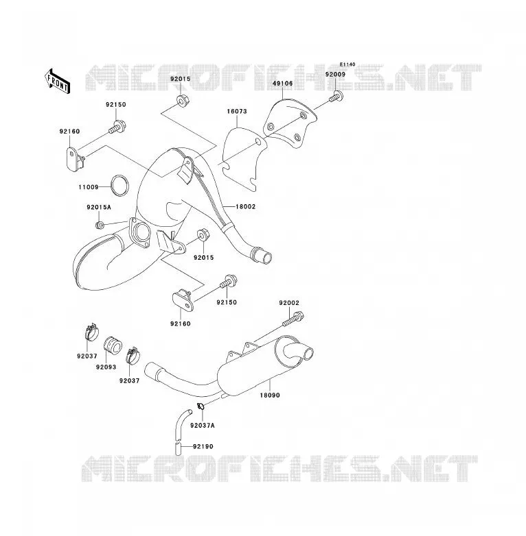 &Eacute;CHAPPEMENT Kawasaki MOTOS 125 1993 KDX125SR  KDX125-A4