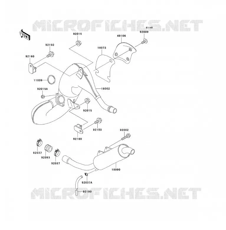 &Eacute;CHAPPEMENT Kawasaki MOTOS 125 1993 KDX125SR  KDX125-A4