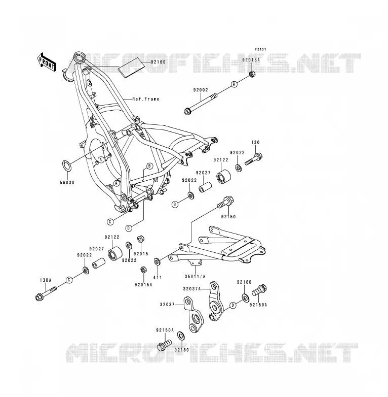 PIECE DE CADRE Kawasaki MOTOS 125 1991 KDX125SR  KDX125-B2