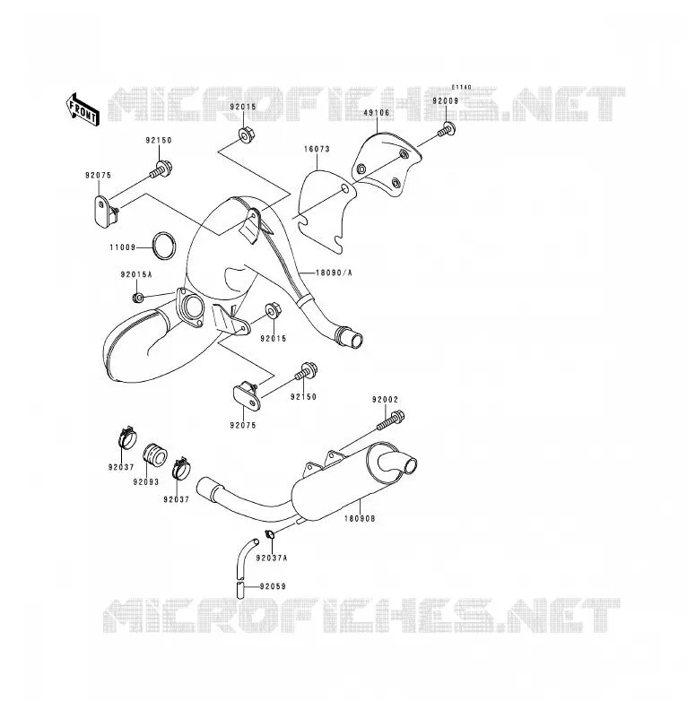 &Eacute;CHAPPEMENT Kawasaki MOTOS 125 1991 KDX125SR  KDX125-B2