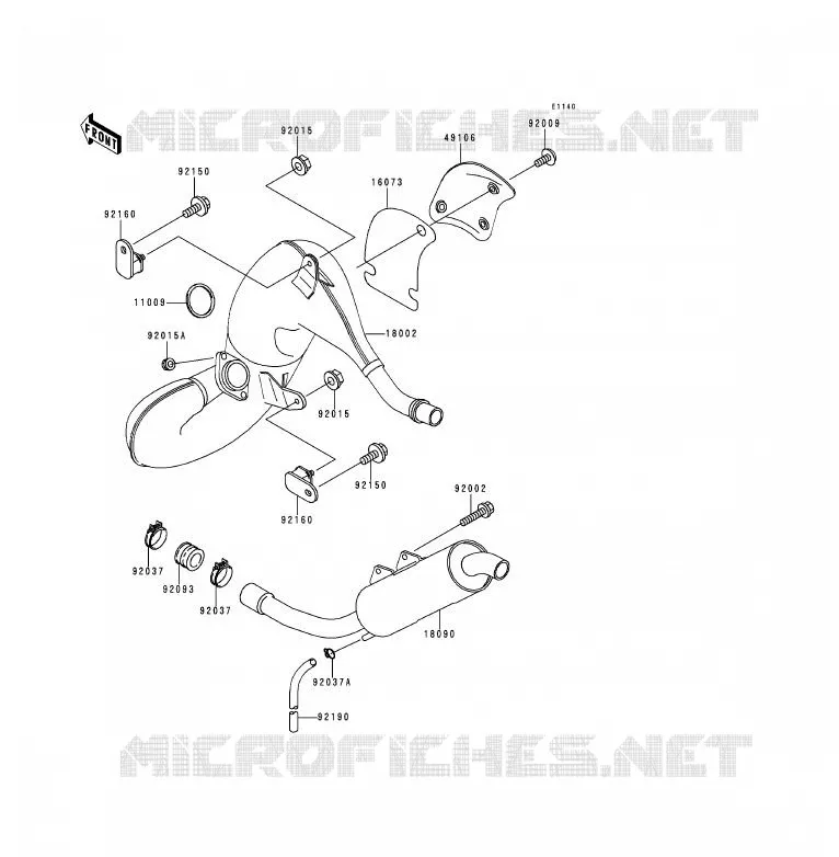 &Eacute;CHAPPEMENT Kawasaki MOTOS 125 1992 KDX125SR  KDX125-B3