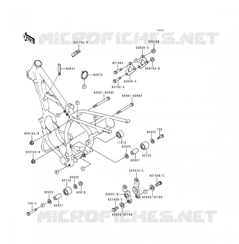 PIECE DE CADRE Kawasaki MOTOS 200 1990 KDX200  KDX200-E2