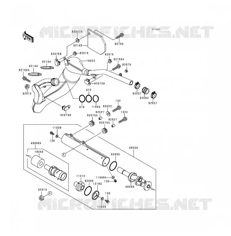 &Eacute;CHAPPEMENT Kawasaki MOTOS 200 1990 KDX200  KDX200-E2