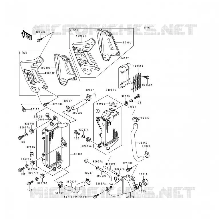 RADIATEUR Kawasaki MOTOS 200 1992 KDX200  KDX200-E4