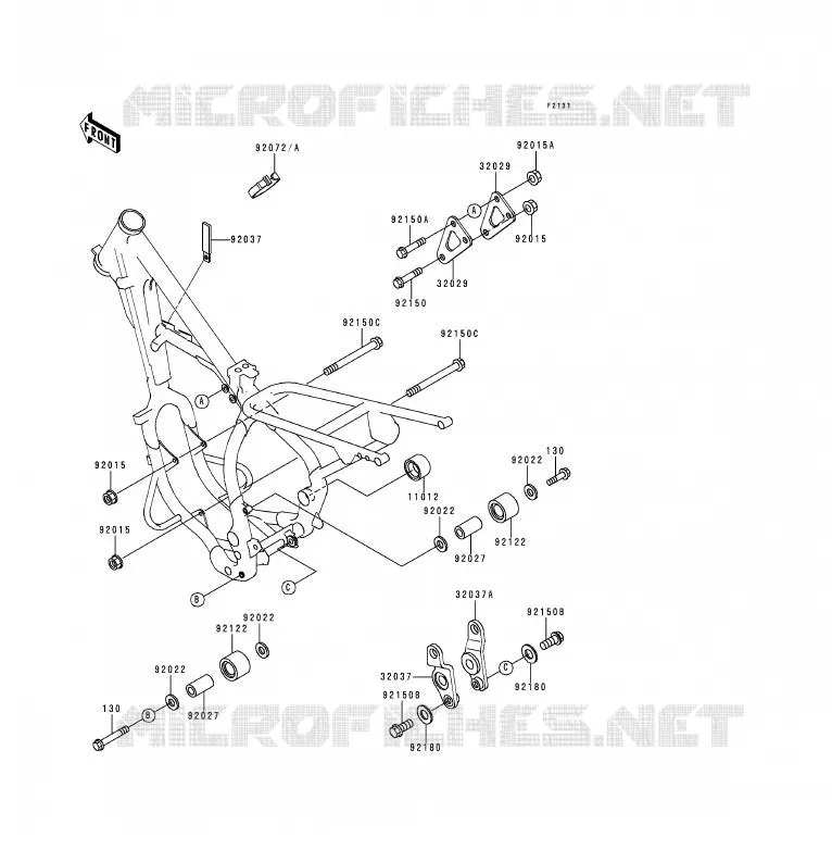 PIECE DE CADRE Kawasaki MOTOS 200 1994 KDX200  KDX200-E6