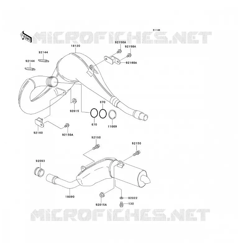 &Eacute;CHAPPEMENT Kawasaki MOTOS 200 2004 KDX200  KDX200-H10