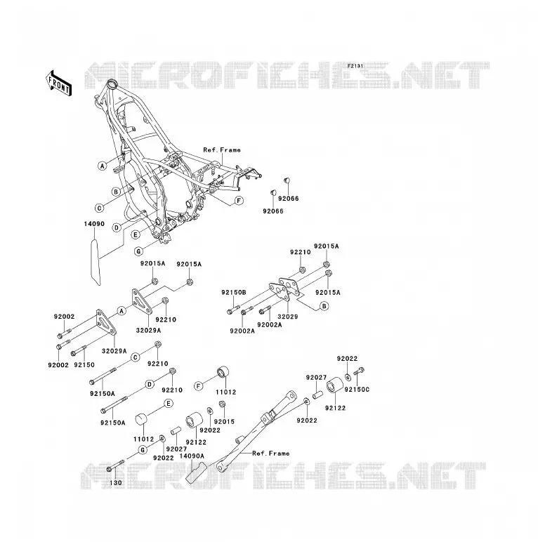 PIECE DE CADRE (COUVERTURE) Kawasaki MOTOS 200 1997 KDX200  KDX200-H3