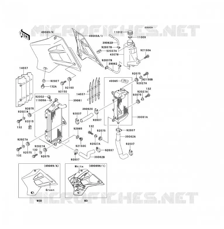 RADIATEUR Kawasaki MOTOS 200 1999 KDX200  KDX200-H5