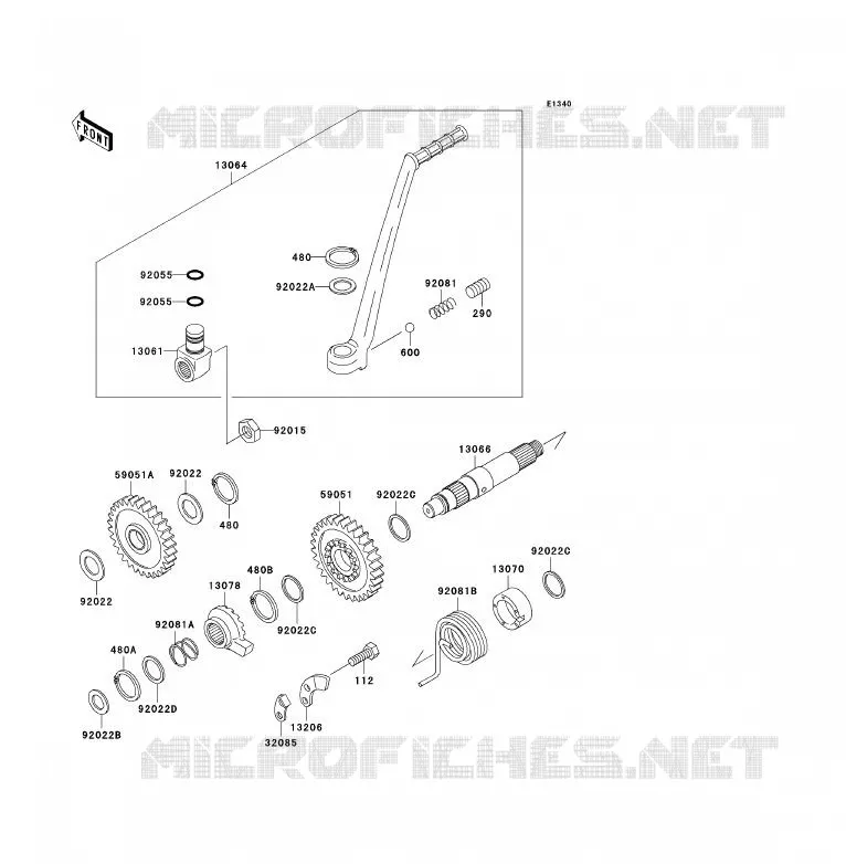 MECANISME DE KICK Kawasaki MOTOS 200 2000 KDX200  KDX200-H6