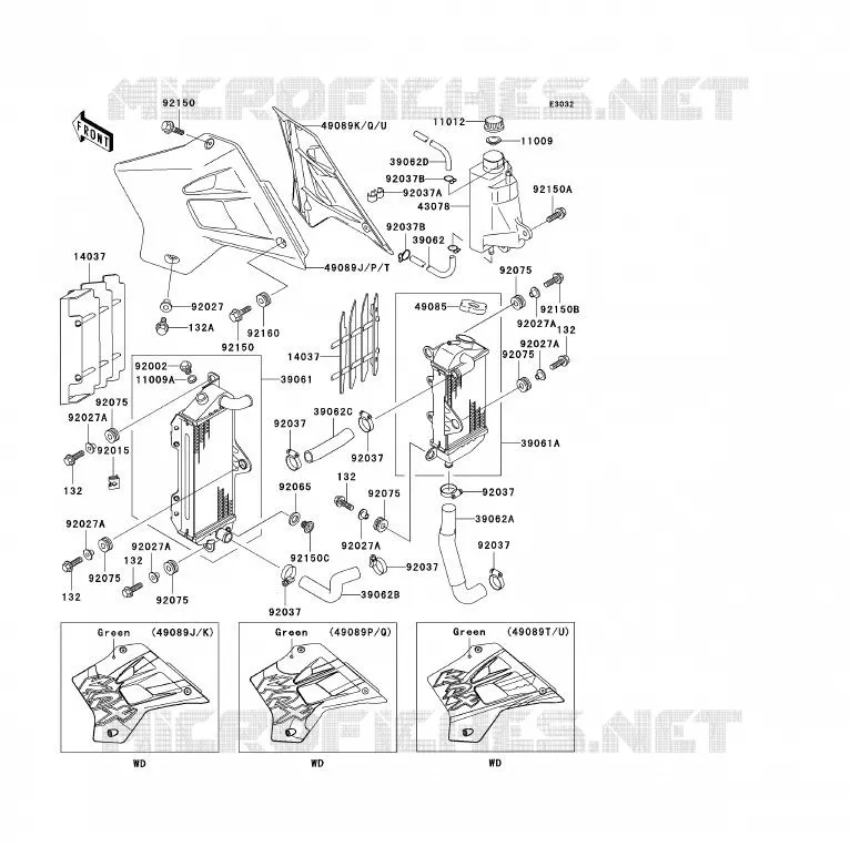 RADIATEUR Kawasaki MOTOS 200 2001 KDX200  KDX200-H7