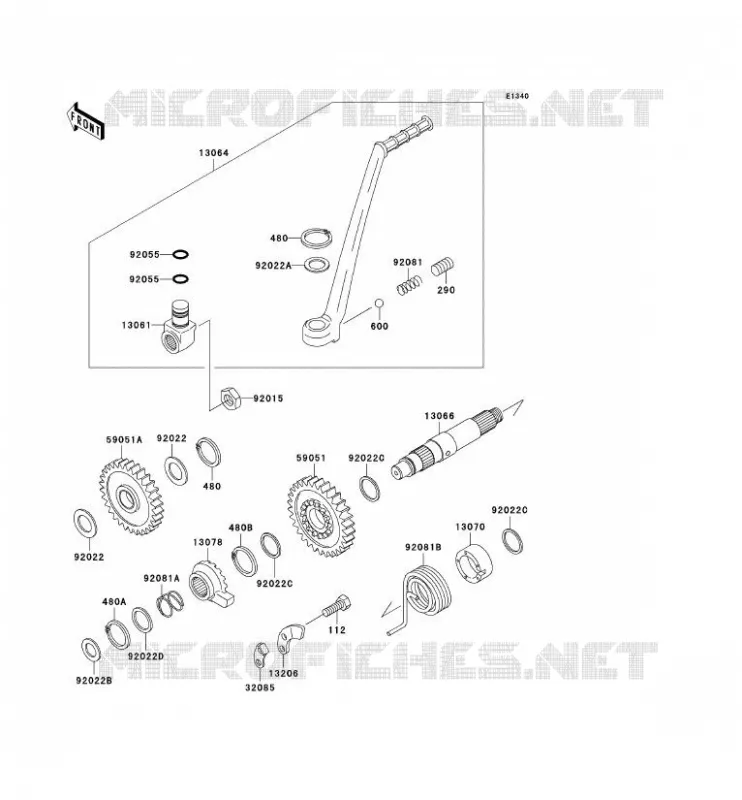 MECANISME DE KICK Kawasaki MOTOS 200 2002 KDX200  KDX200-H8