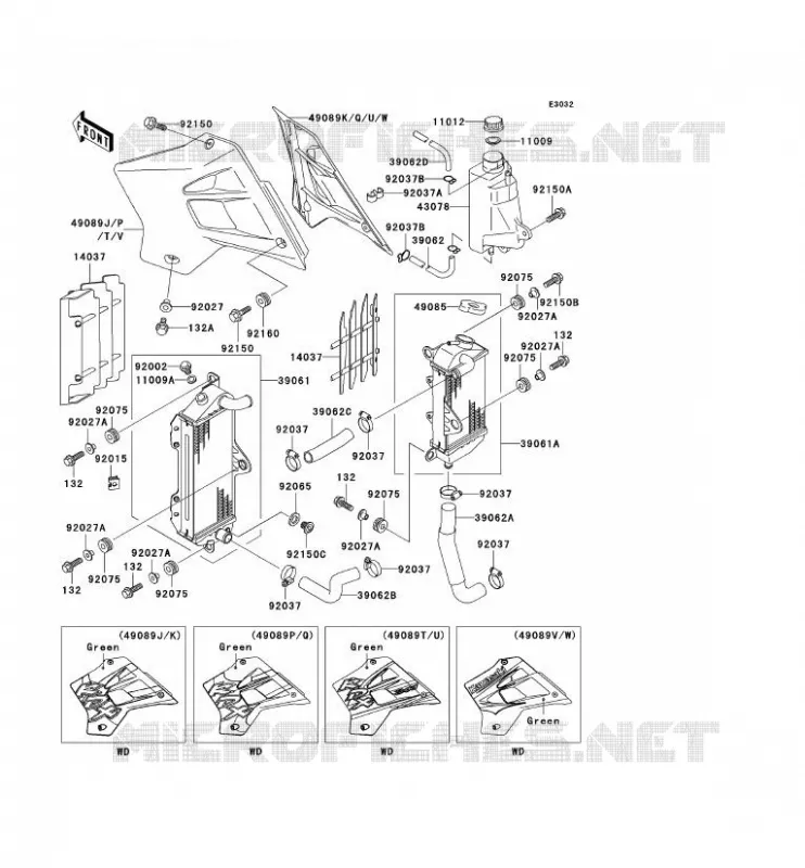 RADIATEUR Kawasaki MOTOS 200 2002 KDX200  KDX200-H8