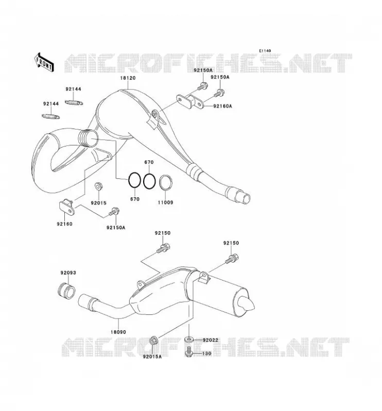 &Eacute;CHAPPEMENT Kawasaki MOTOS 220 1997 KDX220R  KDX220-A4