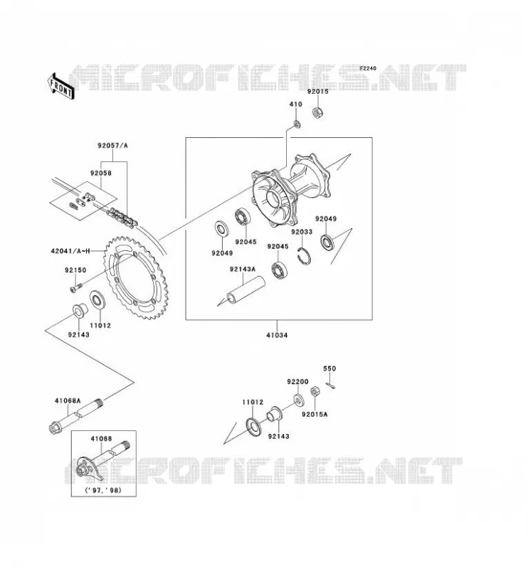 MOYEU ARRIERE Kawasaki MOTOS 220 2000 KDX220R  KDX220-A7