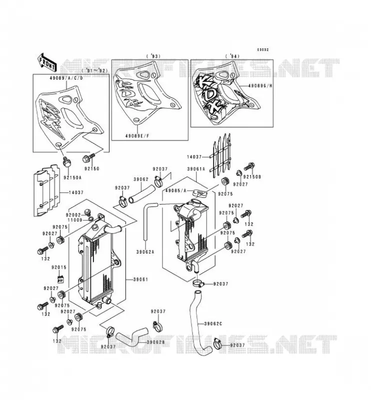 RADIATEUR Kawasaki MOTOS 250 1992 KDX250  KDX250-D2