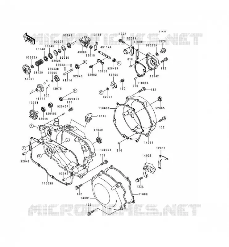COUVERCLES MOTEUR Kawasaki MOTOS 250 1993 KDX250  KDX250-D3