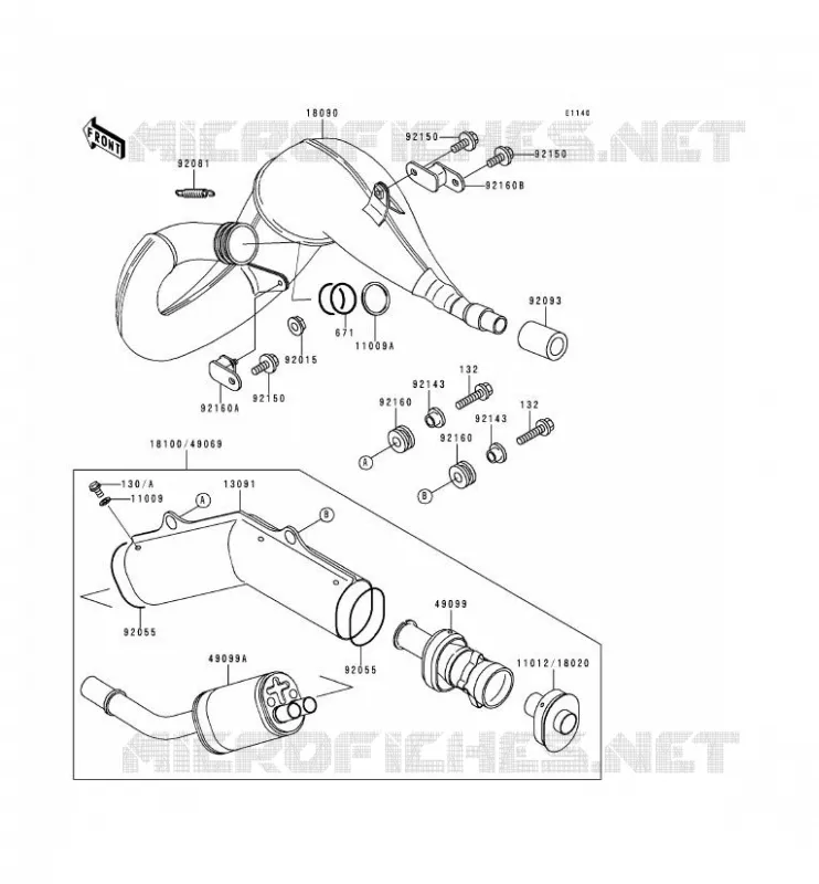 &Eacute;CHAPPEMENT Kawasaki MOTOS 250 1994 KDX250  KDX250-D4