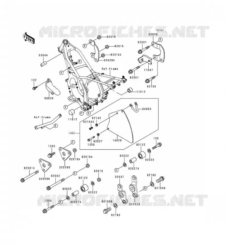 PIECE DE CADRE Kawasaki MOTOS 250 1992 KDX250  KDX250-E2