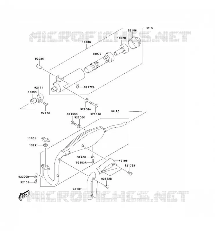 &Eacute;CHAPPEMENT Kawasaki MOTOS 50 2004 KDX50  KDX50-A2