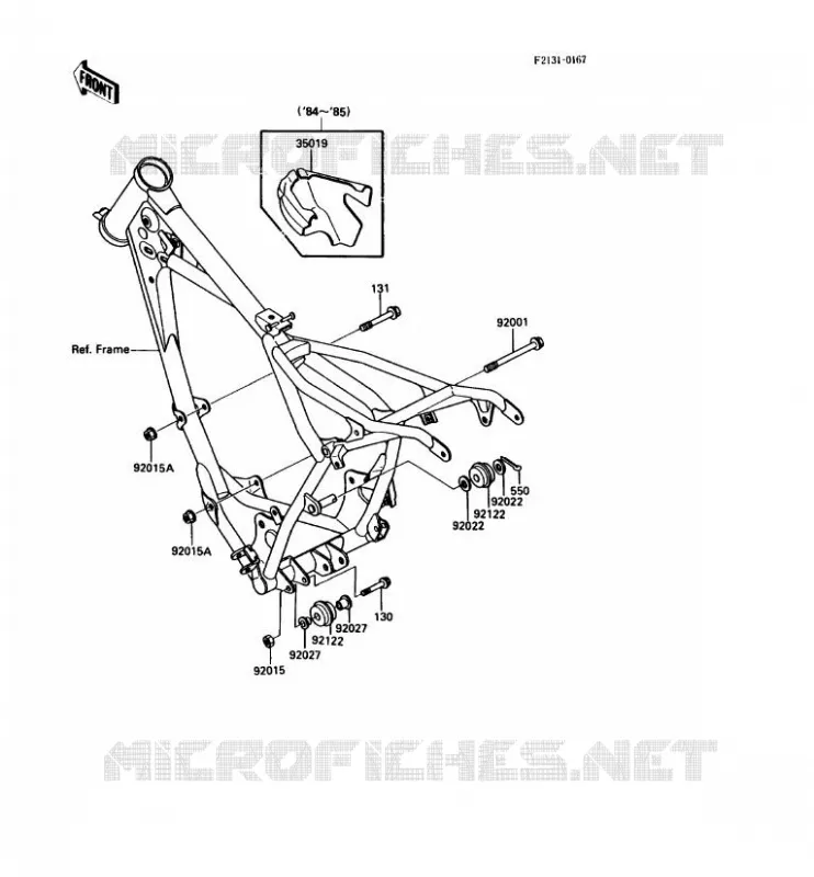 PIECE DE CADRE (COUVERTURE) Kawasaki MOTOS 80 1987 KDX80  KDX80-C4