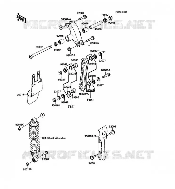 SUSPENSION ARRI&Egrave;RE Kawasaki MOTOS 80 1987 KDX80  KDX80-C4