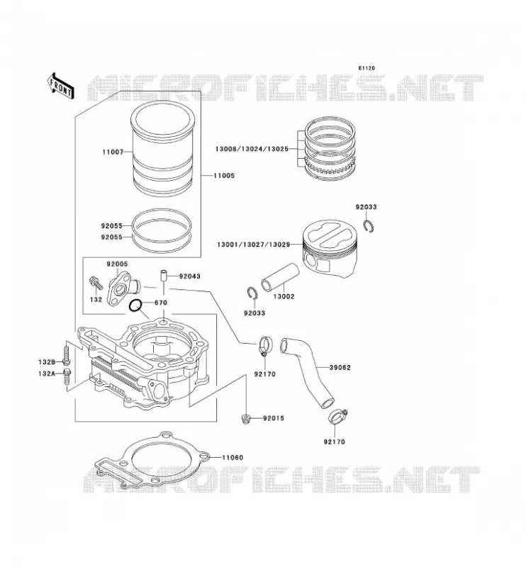 CYLINDRE/PISTON Kawasaki MOTOS 250 2004 KLR250  KL250-D21