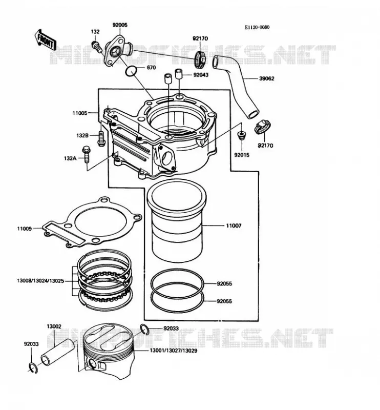 CYLINDRE/PISTON Kawasaki MOTOS 250 1987 KLR250  KL250-D4