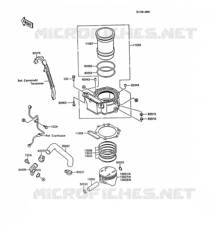 CYLINDRE/PISTON Kawasaki MOTOS 500 1987 KLR500  KL500-A1