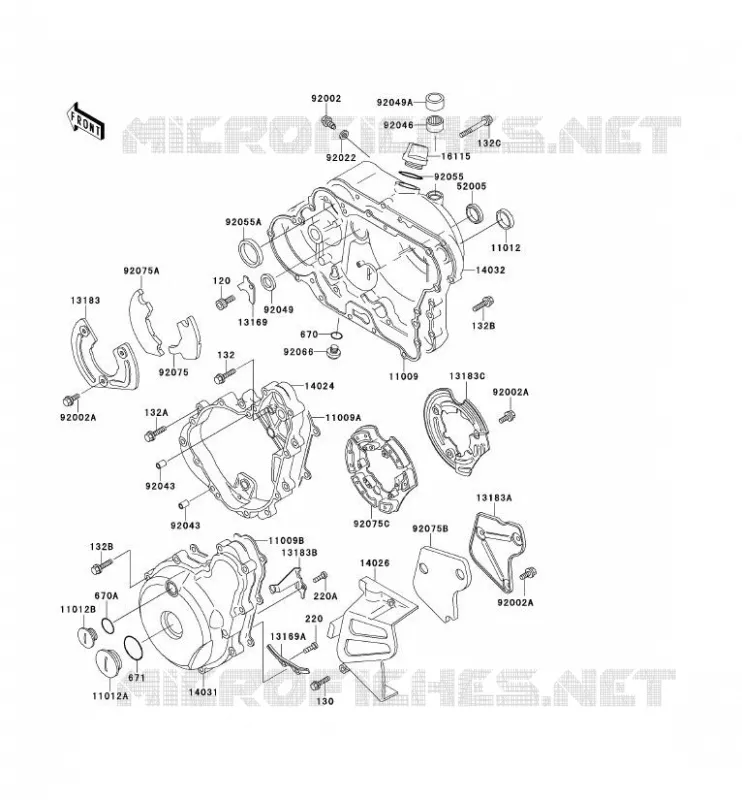 COUVERCLES MOTEUR Kawasaki MOTOS 500 1990 TENGAI  KL500-B2