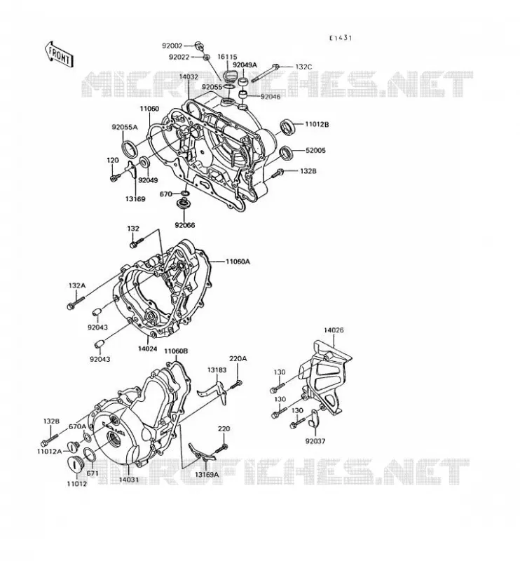 COUVERCLES MOTEUR Kawasaki MOTOS 600 1994 KLR600  KL600-B9
