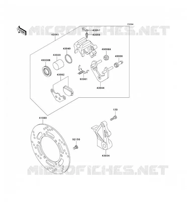 FREIN ARRIERE Kawasaki MOTOS 650 1996 KLR650  KL650-A10
