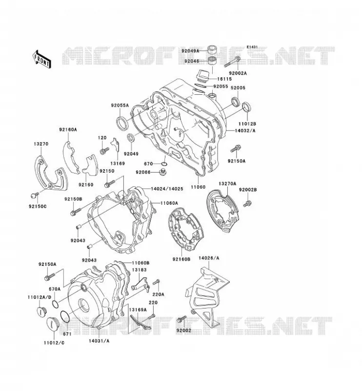 COUVERCLES MOTEUR Kawasaki MOTOS 650 1999 KLR650  KL650-A13