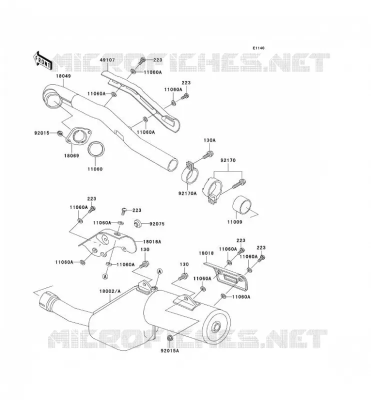 &Eacute;CHAPPEMENT Kawasaki MOTOS 650 1999 KLR650  KL650-A13