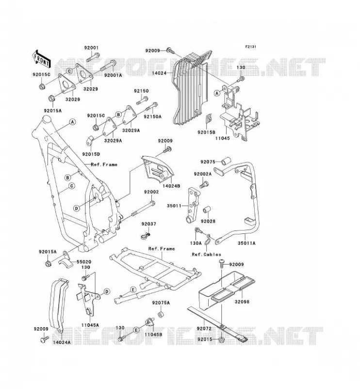 PIECE DE CADRE (COUVERTURE) Kawasaki MOTOS 650 1999 KLR650  KL650-A13