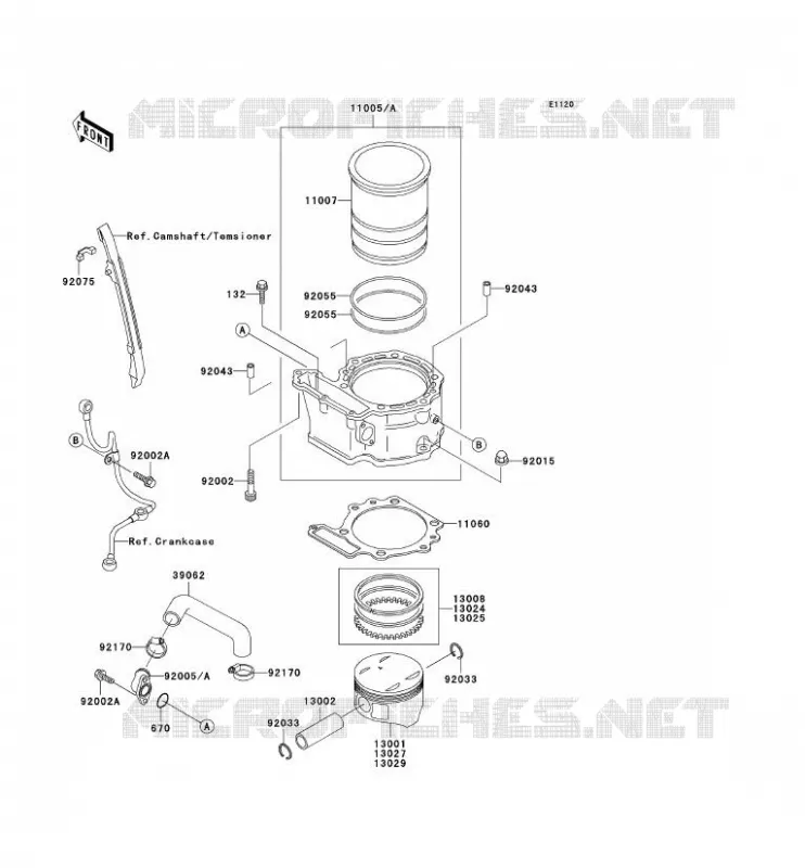 CYLINDRE/PISTON Kawasaki MOTOS 650 2000 KLR650  KL650-A14