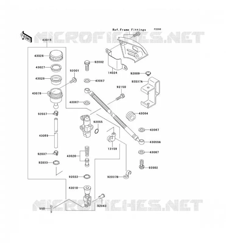 MAITRE CYLINDRE ARRI&Egrave;RE Kawasaki MOTOS 650 2000 KLR650  KL650-A14