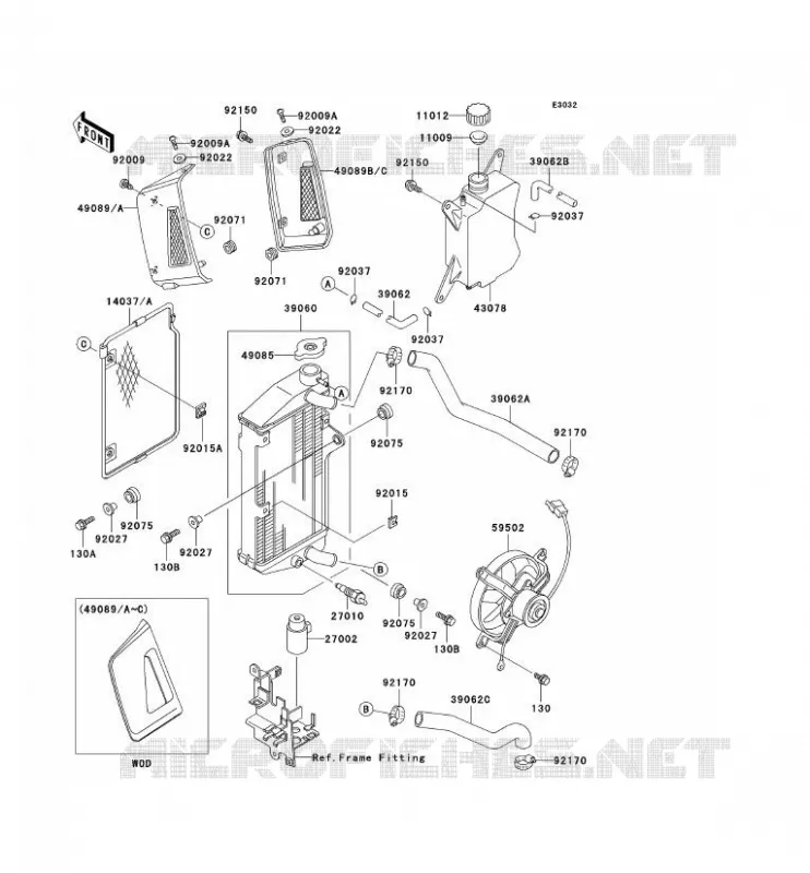 RADIATEUR Kawasaki MOTOS 650 2000 KLR650  KL650-A14
