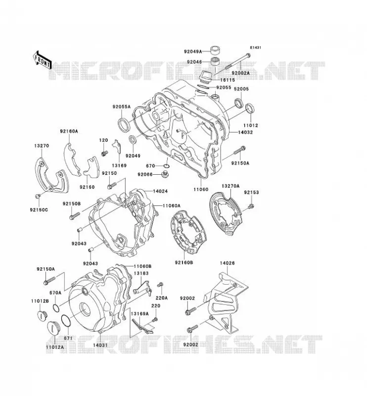 COUVERCLES MOTEUR Kawasaki MOTOS 650 2003 KLR650  KL650-A17