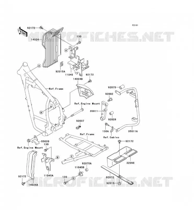 PIECE DE CADRE (COUVERTURE) Kawasaki MOTOS 650 2004 KLR650  KL650-A18
