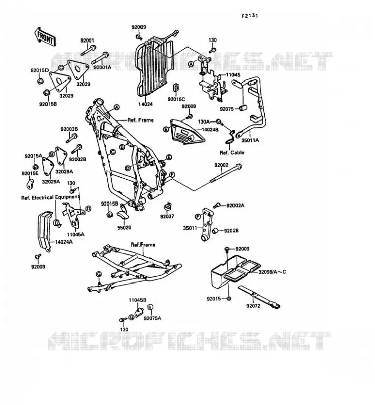 PIECE DE CADRE (COUVERTURE) Kawasaki MOTOS 650 1989 KLR650  KL650-A3
