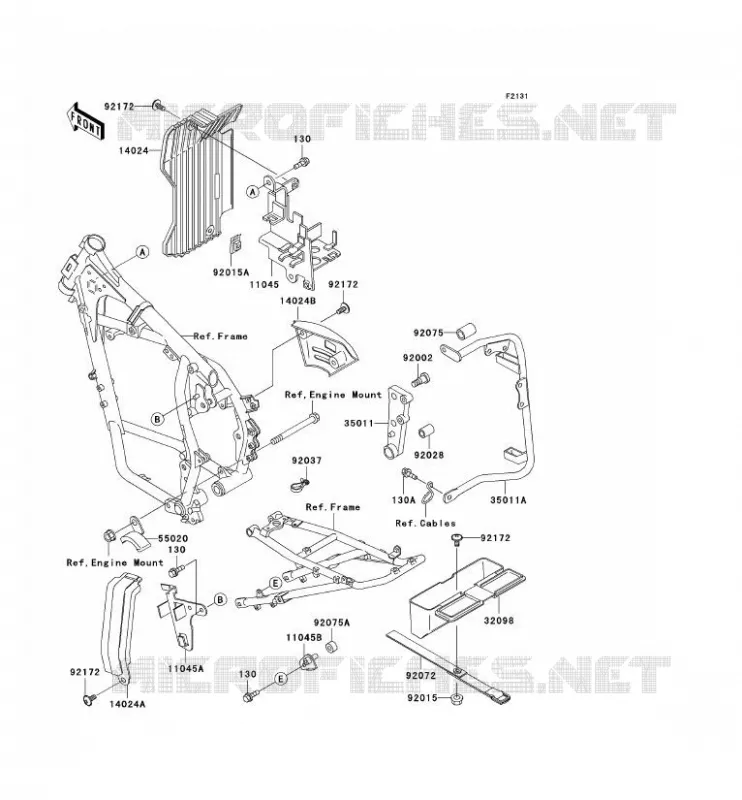 PIECE DE CADRE (COUVERTURE) Kawasaki MOTOS 650 2006 KLR650  KL650A6F