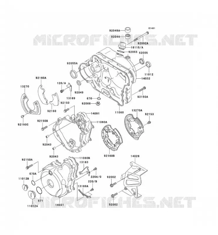 COUVERCLES MOTEUR Kawasaki MOTOS 650 2006 KLR650  KL650A6F