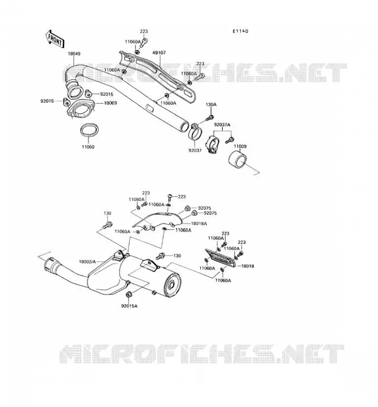 &Eacute;CHAPPEMENT Kawasaki MOTOS 650 1993 KLR650  KL650-A7